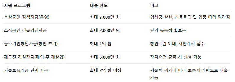 정책자금 대출 한도 자영업자 얼마나 가능한가