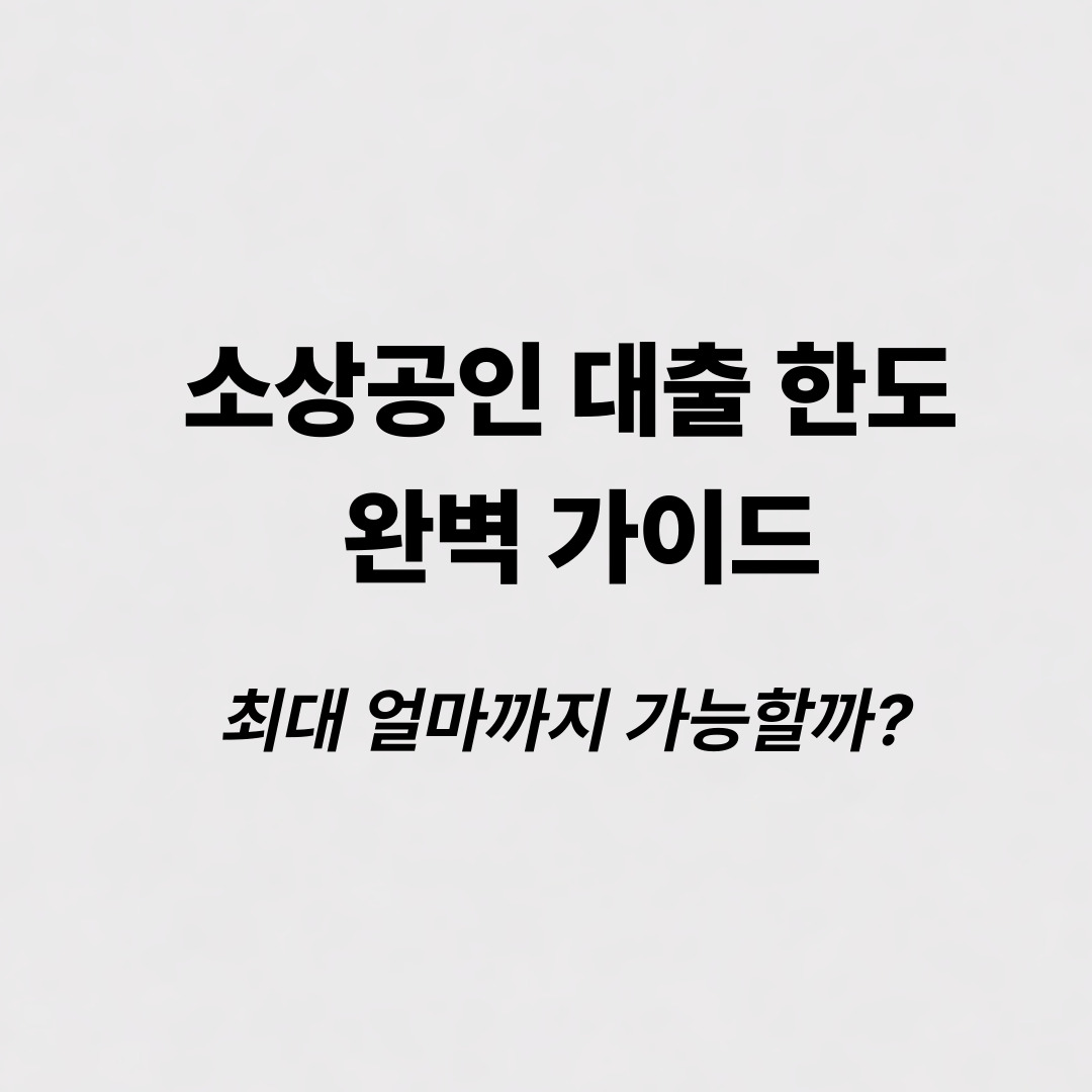 소상공인 대출 한도