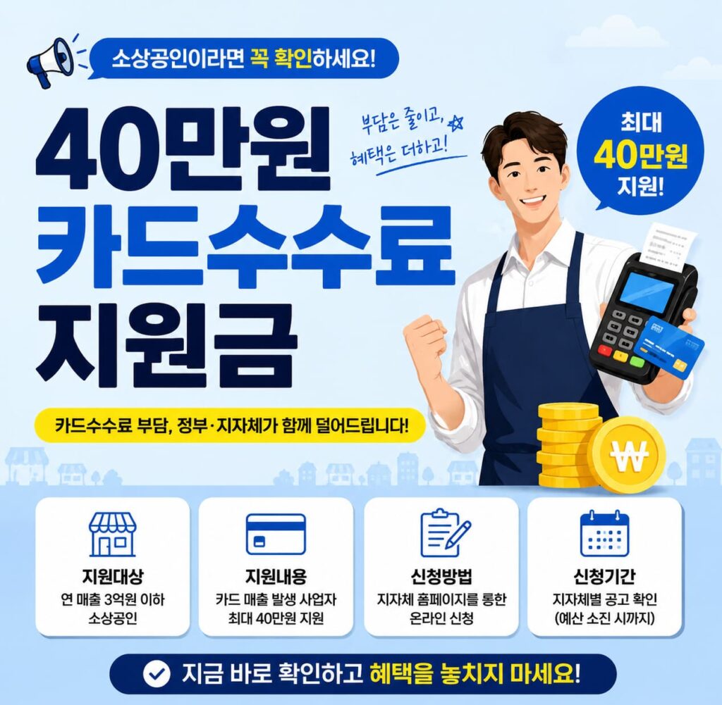 40만원 카드수수료 지원금